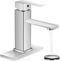 Brushed Nickel Bathroom Faucet Single Hole with Pop-up Drain