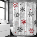 Red Christmas Snowflakes Shower Curtain 72x72 in - Holiday Bath Decor