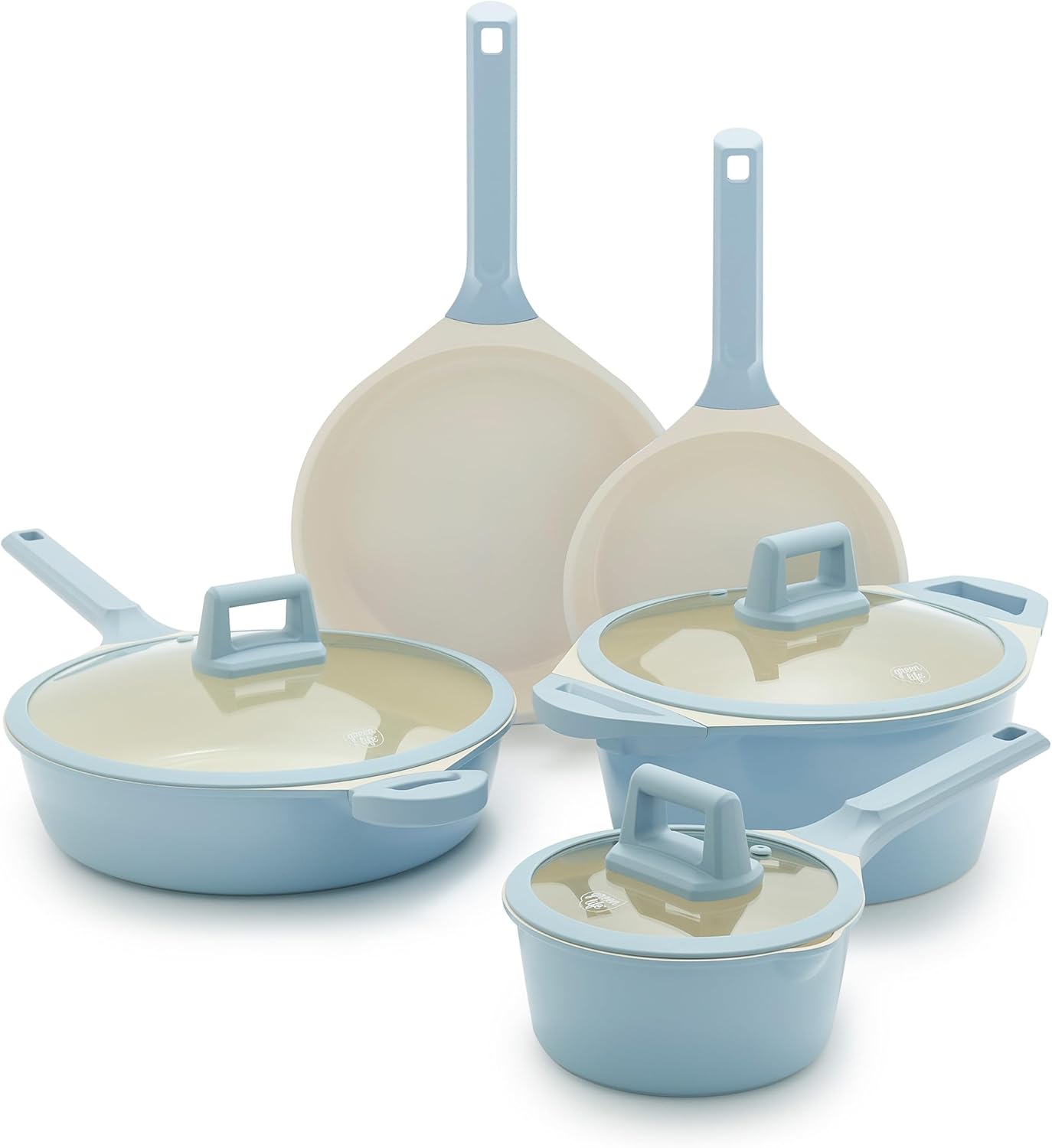 GreenLife 8 Piece Ceramic Nonstick Cookware Set for Healthy Cooking