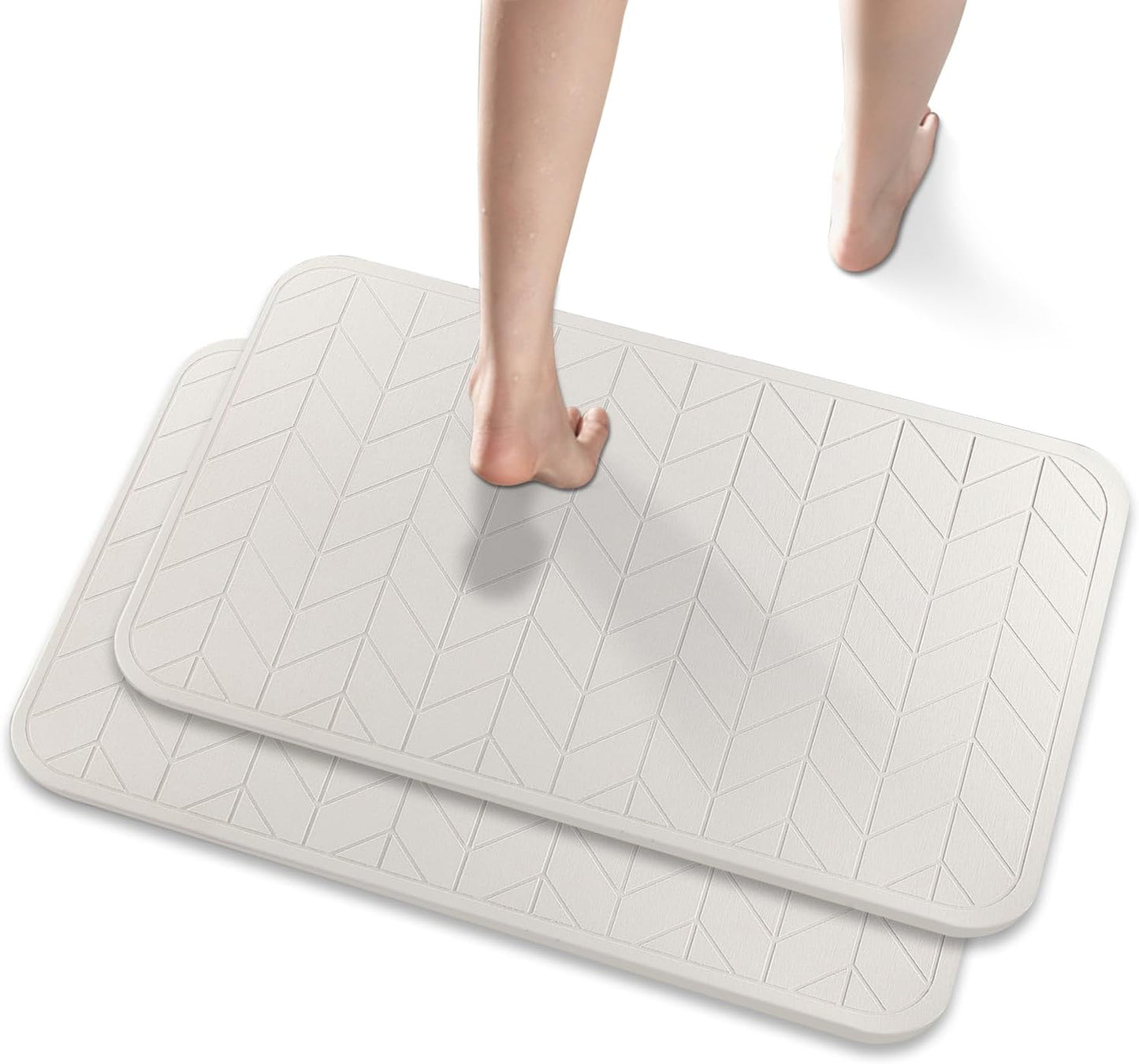 Diatomaceous Earth Shower Mat 2 Pack, Fast-Drying Bath Mats