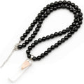 Natural Raw Tourmaline Pendant Black Onyx 8mm Necklace - Durable