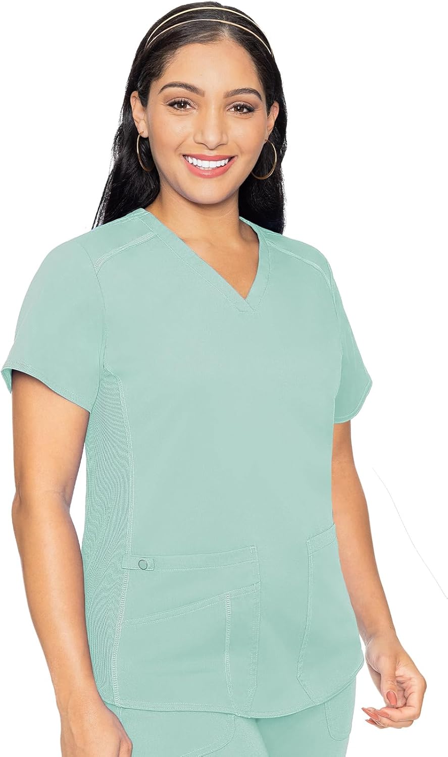 Med Couture V-Neck Scrub Top for Women with 4 Pockets and Style