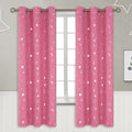 Pink Blackout Curtains for Girls Bedroom 72 in Length - Star and Moon