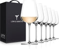 LUNA & MANTHA Wine Glasses Set of 6 - Hand Blown Crystal White Wine