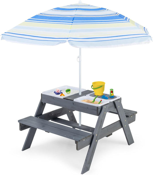 HONEY JOY Kids Picnic Table: 4-in-1 Cedar Wooden Set