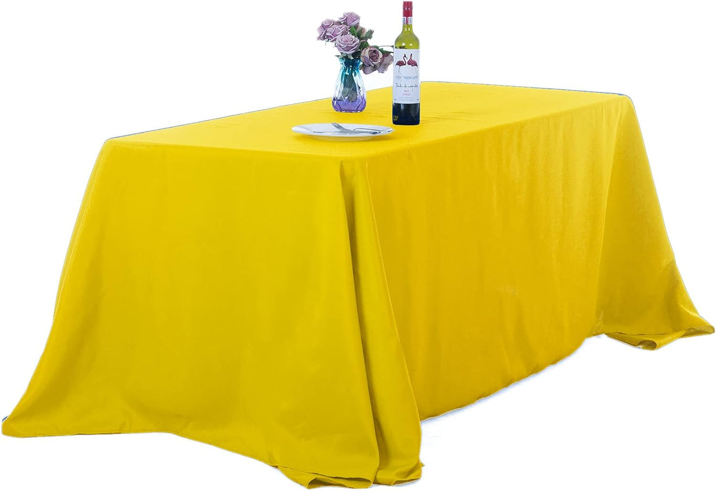 Ascoza 90x132 Inch Yellow Rectangular Tablecloth for Events