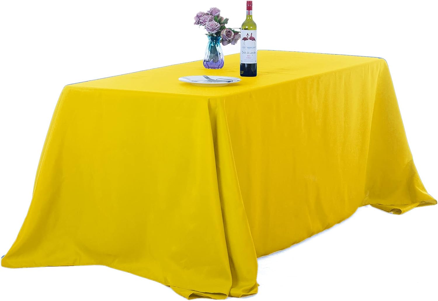 Ascoza 90x132 Inch Yellow Rectangular Tablecloth for Events