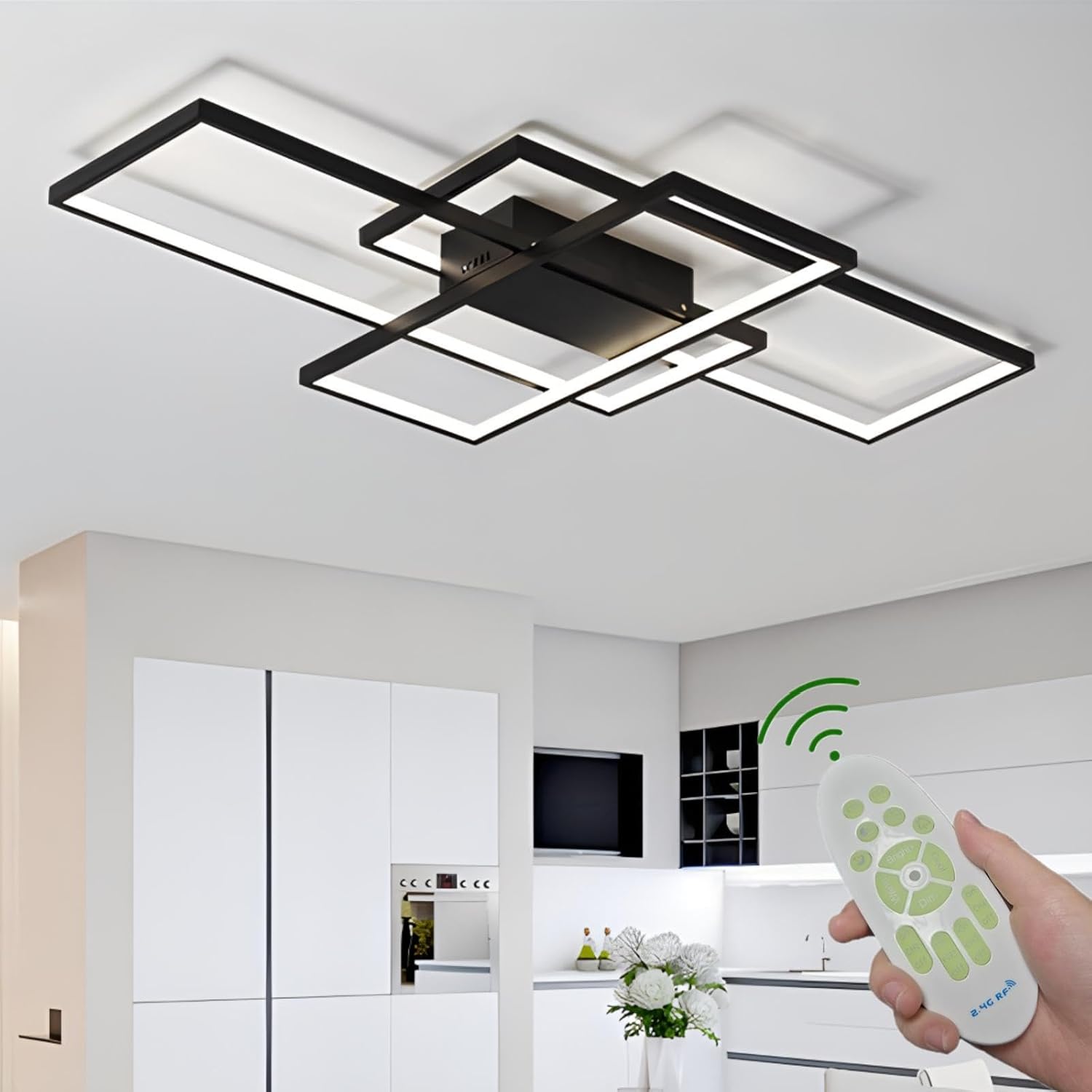 Modern Dimmable LED Ceiling Light Fixture with Remote Control