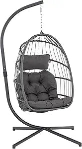 Indoor Outdoor Egg Hanging Chair with Stand for Relaxation