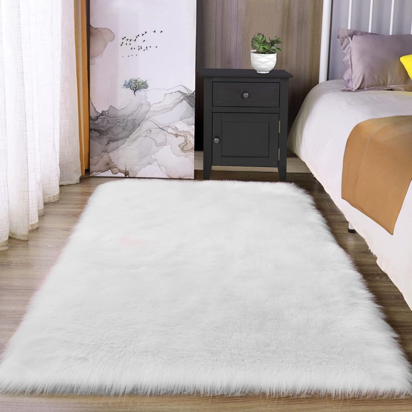Latepis Off White 3x4 Area Rug for Bedroom and Living Room