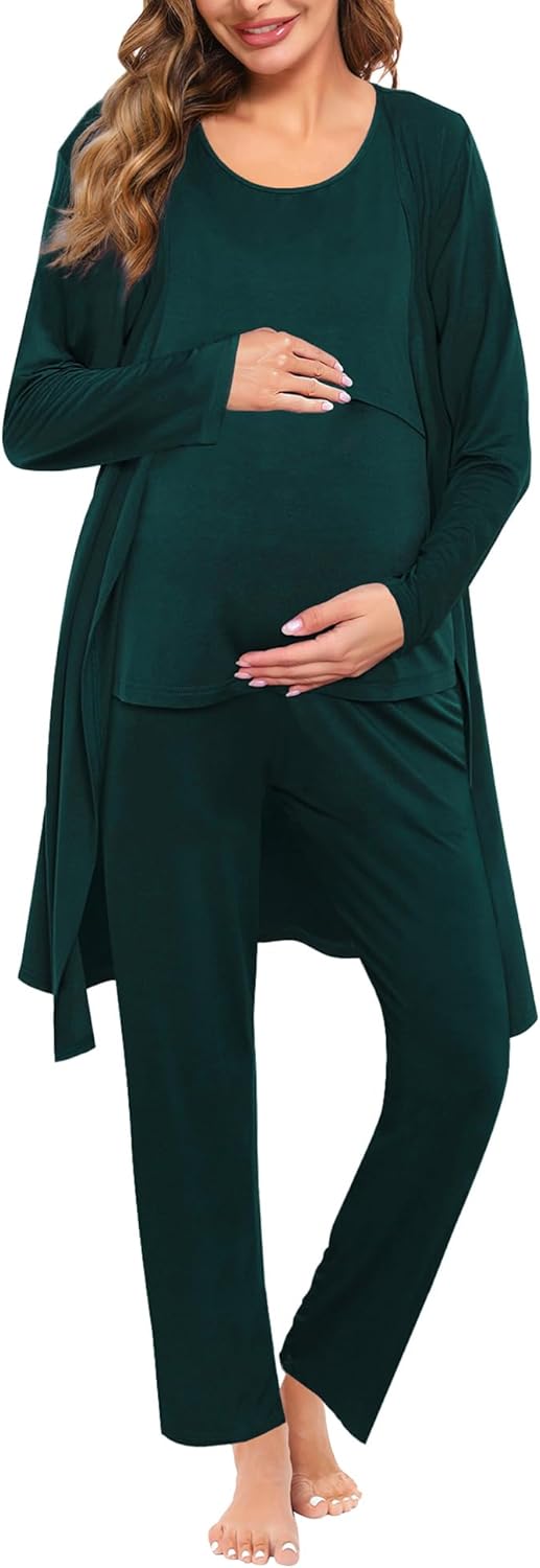 SWOMOG Maternity Nursing Robe Set for Comfortable Breastfeeding