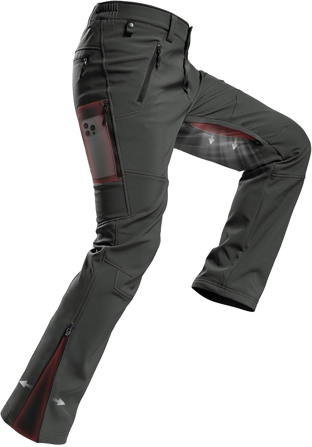 Moosehill Mens Snow Ski Pants Water Resistant Fleece Lined Warm