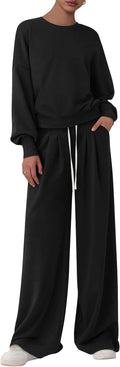 PRETTYGARDEN Womens 2 Piece Lounge Set - Cozy Wide Leg Fall Fit