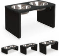 Elevated Dog Bowls Bamboo Raised Dog Bowl for Large Dogs - Stable