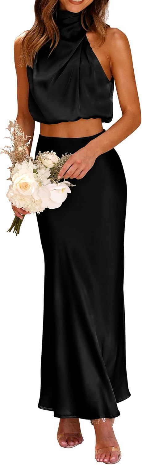 Stylish Women's 2 Piece Satin Outfits for Summer Events