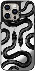 Mirror Case for iPhone 15 Pro Max - Black Kingsnake Silver on Black