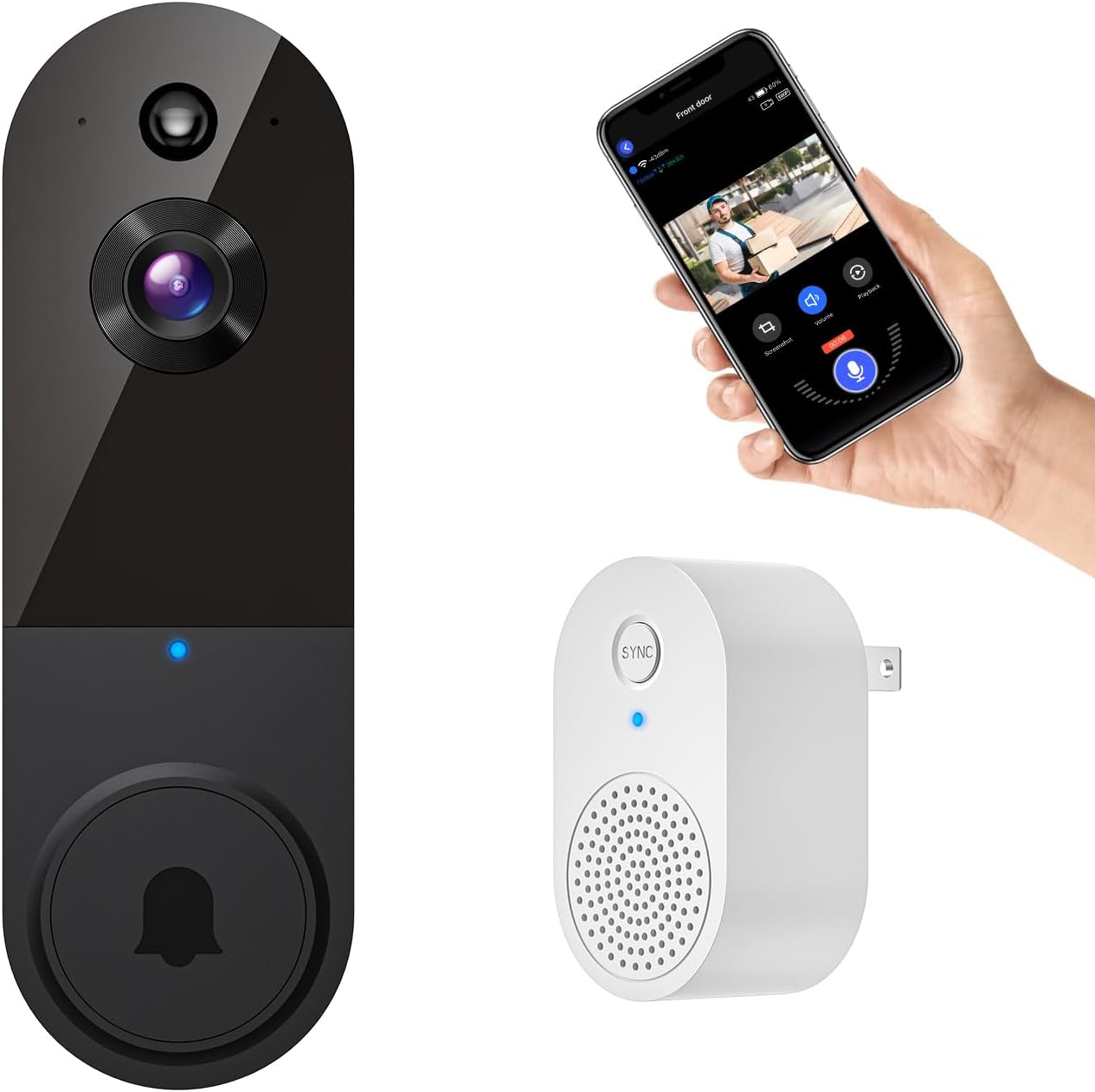 Smart Video Doorbell: AI Detection, 2.4G WiFi, Two-Way Talk, Night Vision