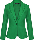 Women Long Sleeve Button Blazer Notch Lapel - Slim Casual Workwear