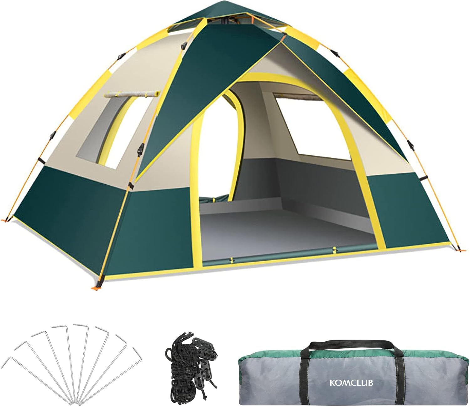 KOMCLUB Waterproof Camping Tent - Easy Setup, Windproof, Family Size