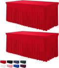 Table Skirts for Rectangle Tables 6ft - One-Piece Red Tablecloths