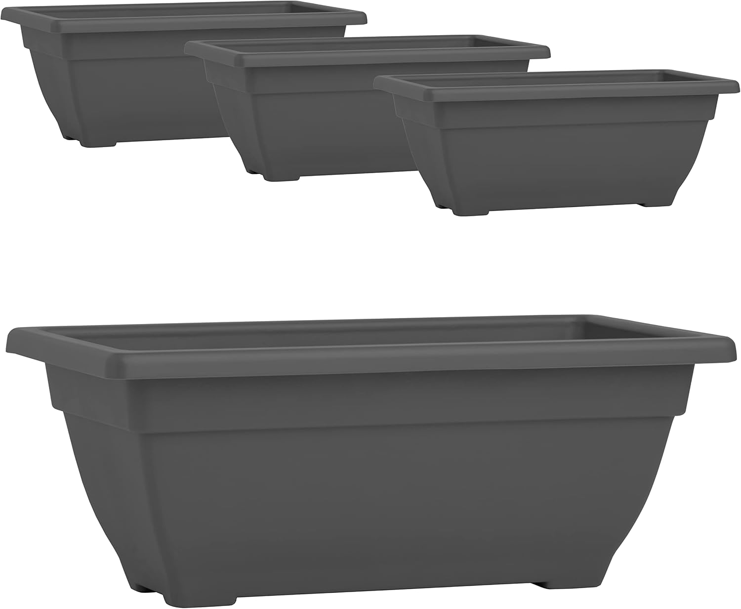 Rectangle Planter Box 16 Inch Indoor Outdoor 4 Pack Durable