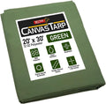 20 ft x 30 ft 12oz Green Canvas Tarp - Heavy Duty Water Resistant