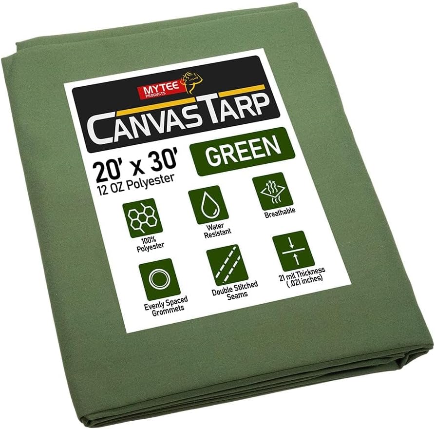 20ft x 30ft Heavy Duty Green Canvas Tarp for All Your Needs