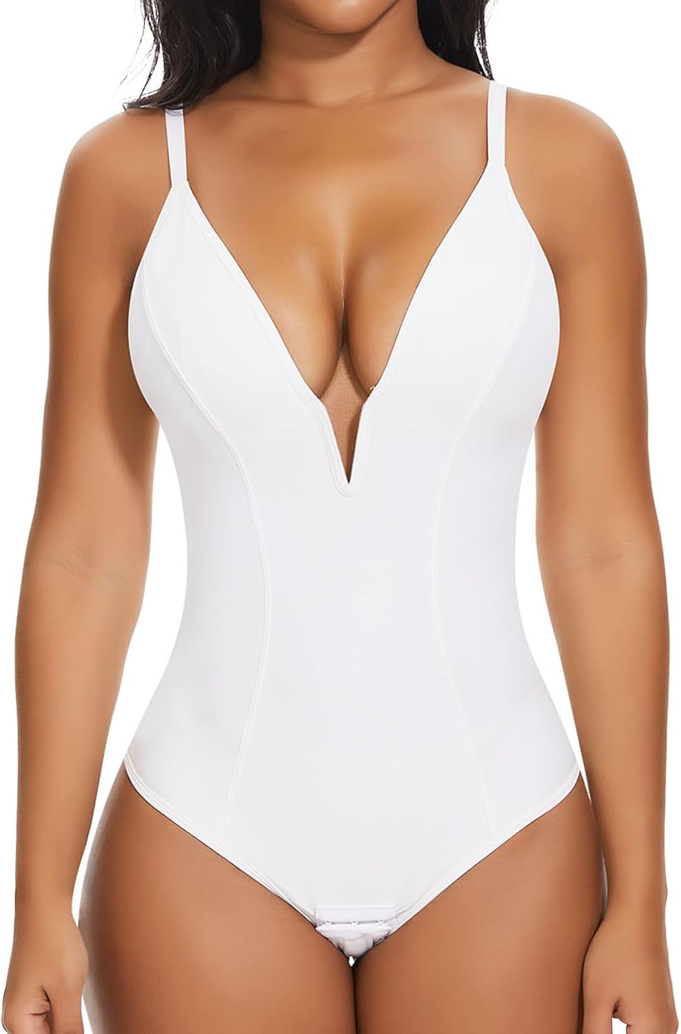 SHAPERIN Bodysuit for Women with Tummy Control and Deep V Neck