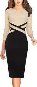 Wear to Work Slim Colorblock Crisscross Sheath Dress - Flattering
