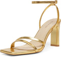 Womens Strappy High Heel Sandals with Square Open Toe - Comfortable