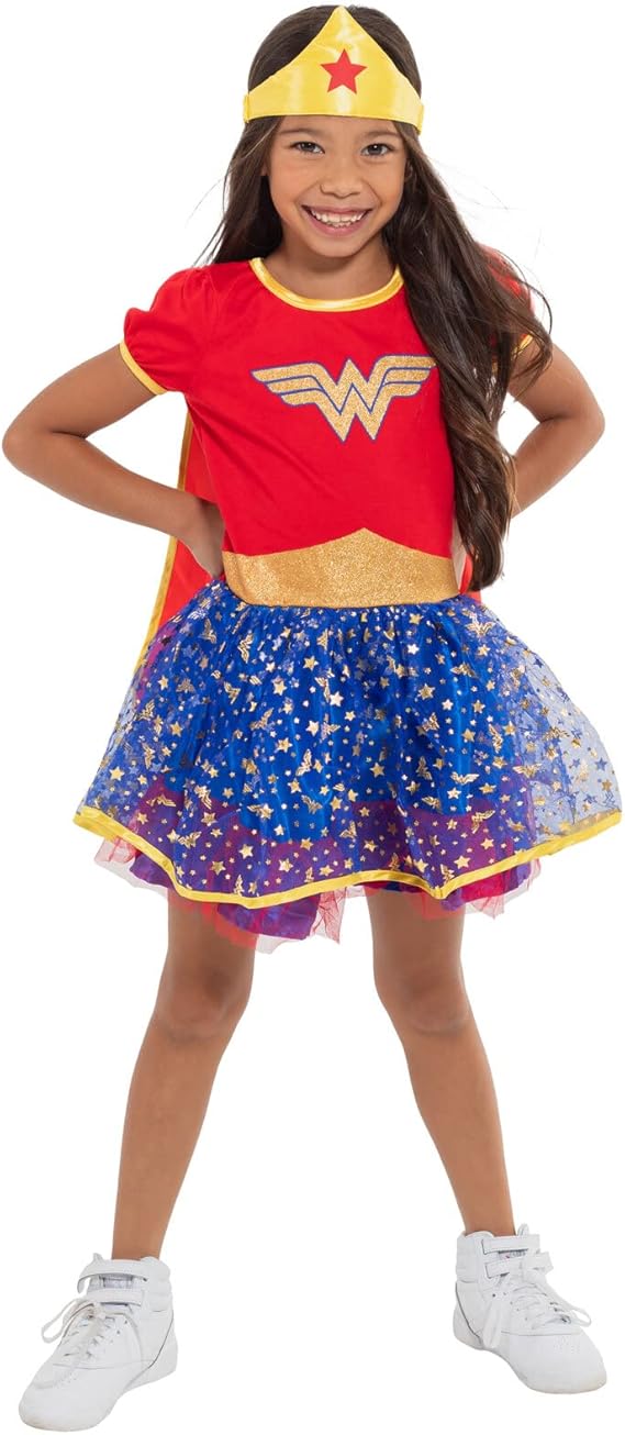 DC Comics Wonder Woman Girls Tulle Costume Dress Set for Kids