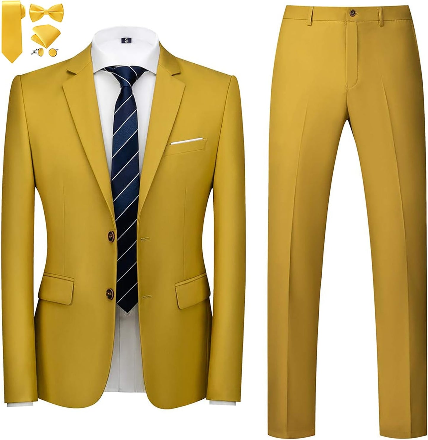 MOGU Mens Slim Fit Suit 2 Piece Tuxedo for Weddings and More