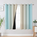 Estelar Textiler Aqua and Beige Ombre Blackout Curtains 45 in Length