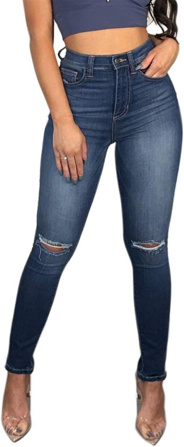 Women's High Waisted Ripped Skinny Stretch Jeans for Style