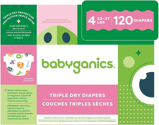 Babyganics Size 4 Diapers: 120ct Triple Dry Protection