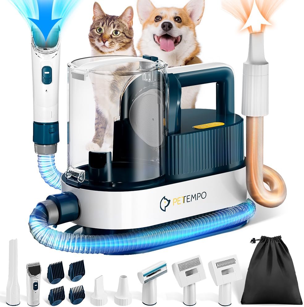 2.5L Dog Grooming Vacuum & Blow Dryer - 3 Temp Settings, Pet Grooming Kit