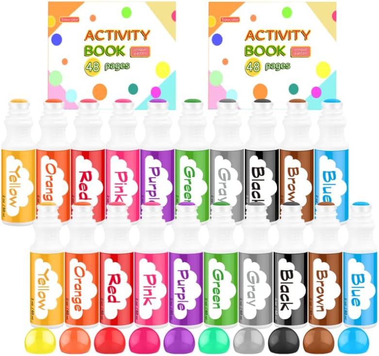 Soucolor Washable Bingo Paint Daubers Markers for Kids Fun