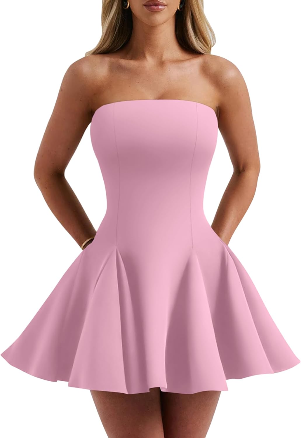 DAAWENXI Women's Sexy Summer Strapless Mini Dress for Parties