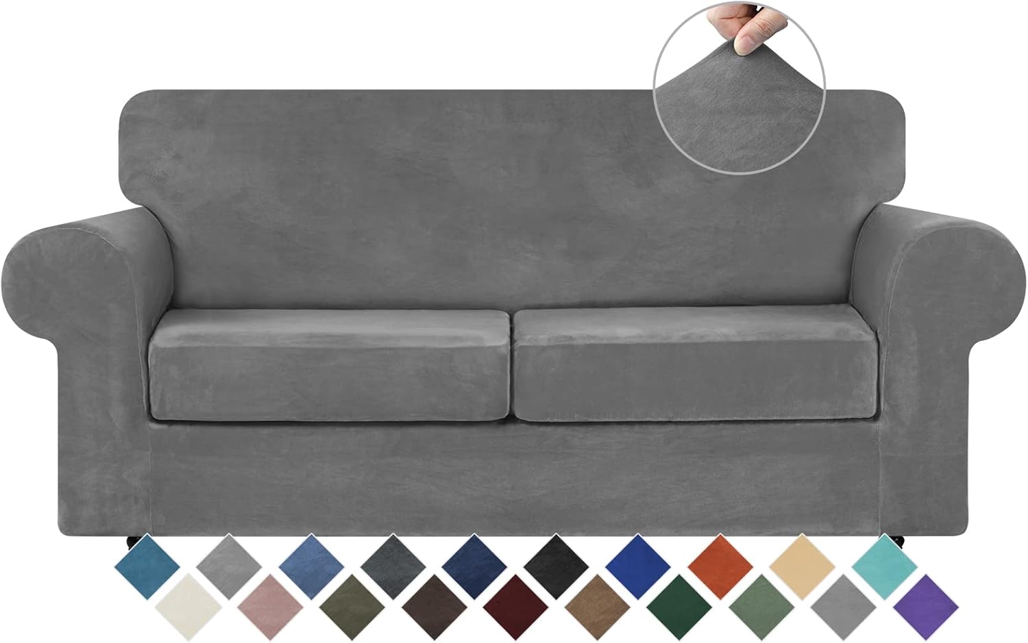High Stretch Luxury Velvet Couch Covers for 2 Cushion Sofa
