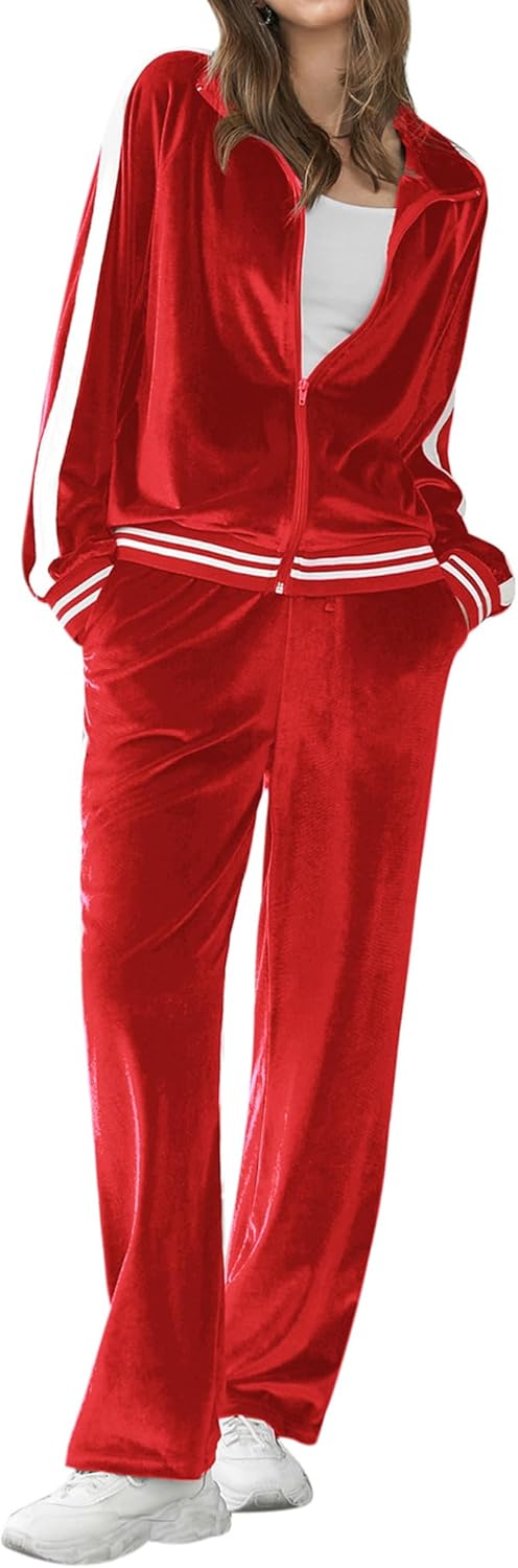 Ekouaer Women's Velvet Velor Tracksuits for Cozy Comfort
