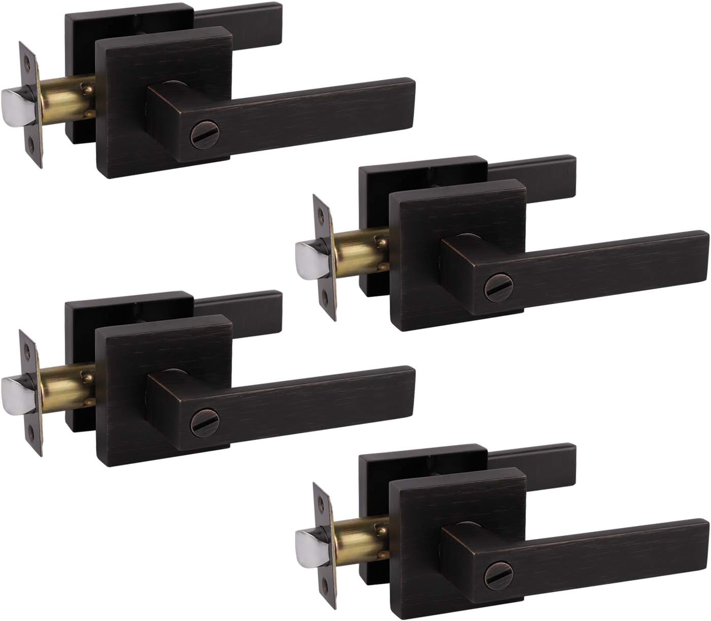 Probrico 4 Pack Square Door Levers with Lock for Privacy Use