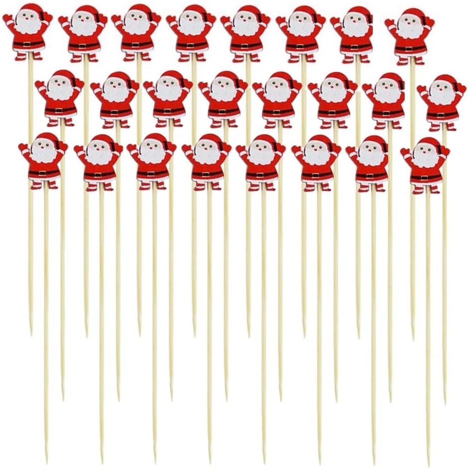 Santa Claus Cocktail Picks - Festive Xmas Decor