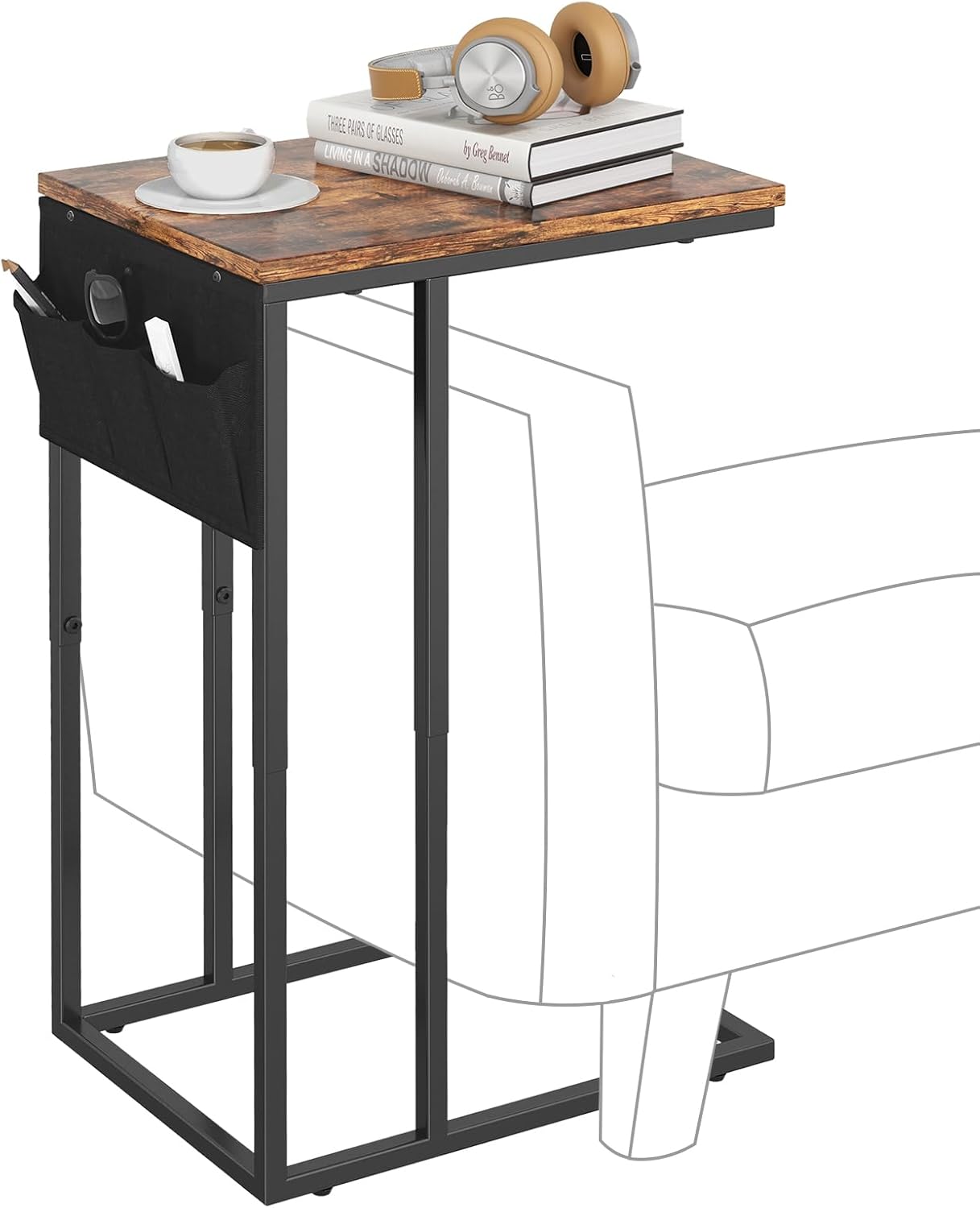 C Shaped End Table: Convenient Sofa Side Storage