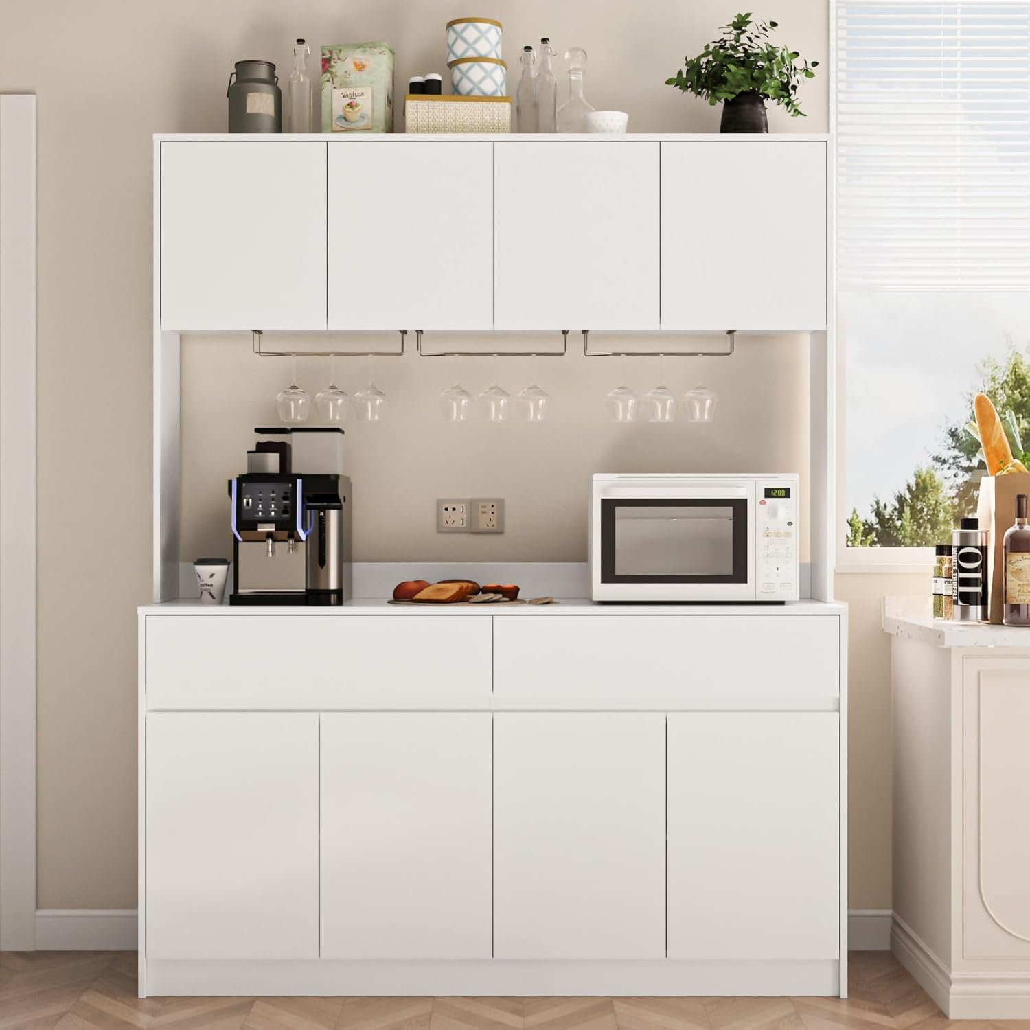 63 Kitchen Pantry Hutch: Spacious Storage Solution