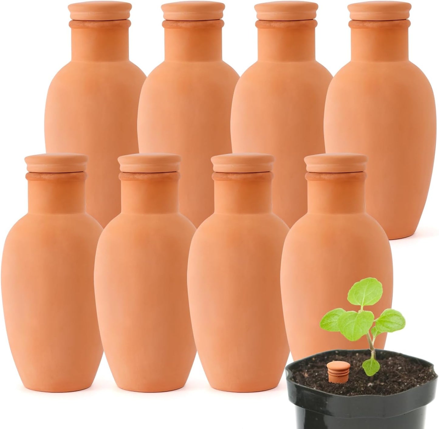 8pcs Self Watering Terracotta Planters for Easy Plant Care