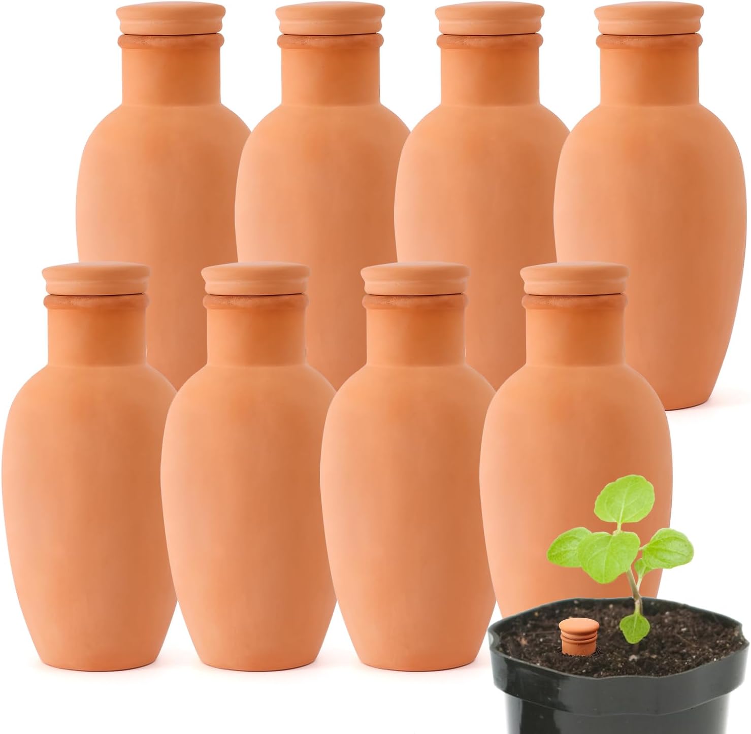 8pcs Self Watering Terracotta Planters for Easy Plant Care