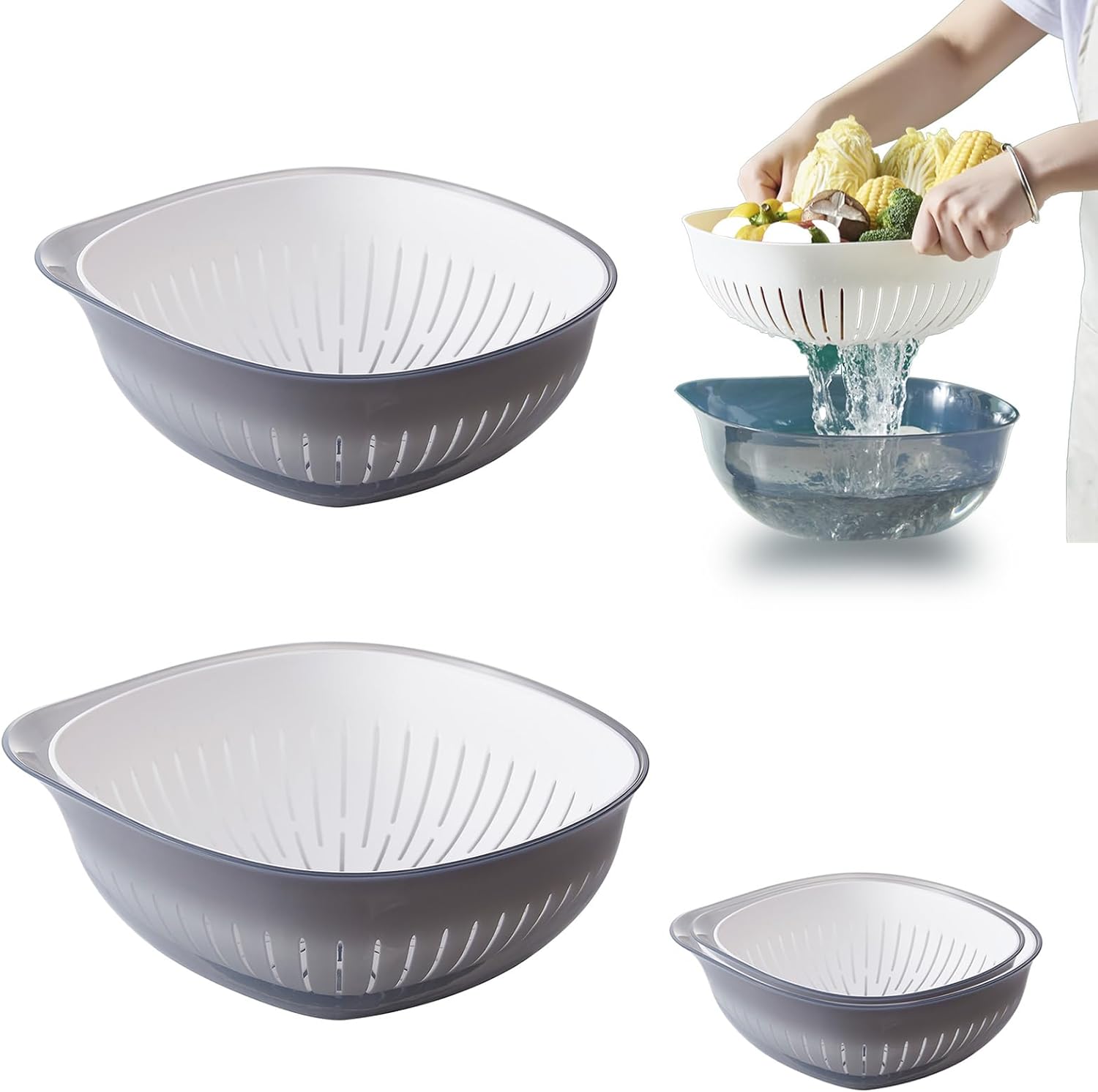 Nesting Colander Bowls - Efficient Space Saving Set