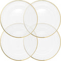 Clear Glass Charger 13 in Dinner Plate with Metallic Rim - Set of 4