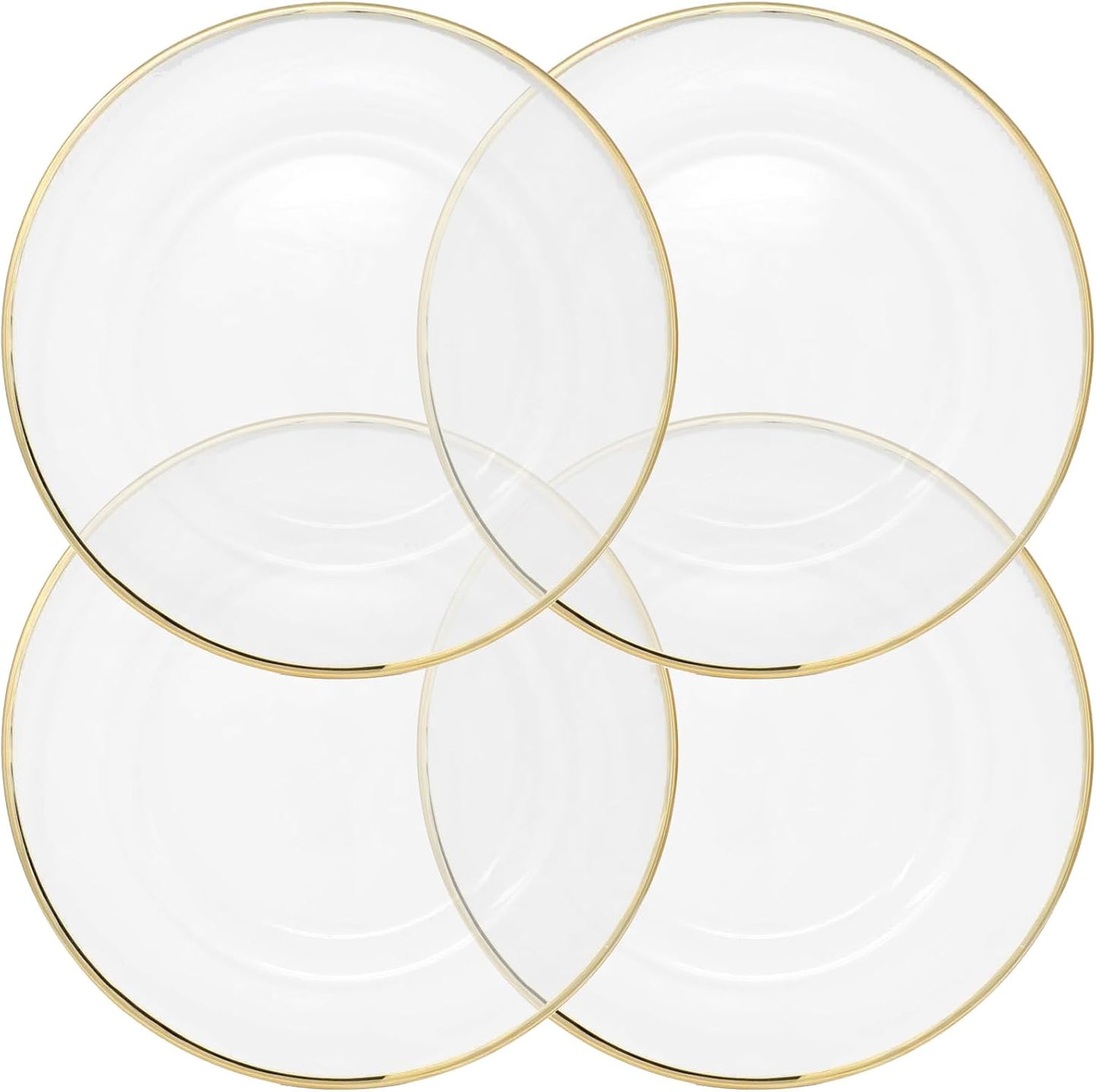 Set of 4 Gold Rimmed Glass Chargers - Elegant Dining Upgrade!