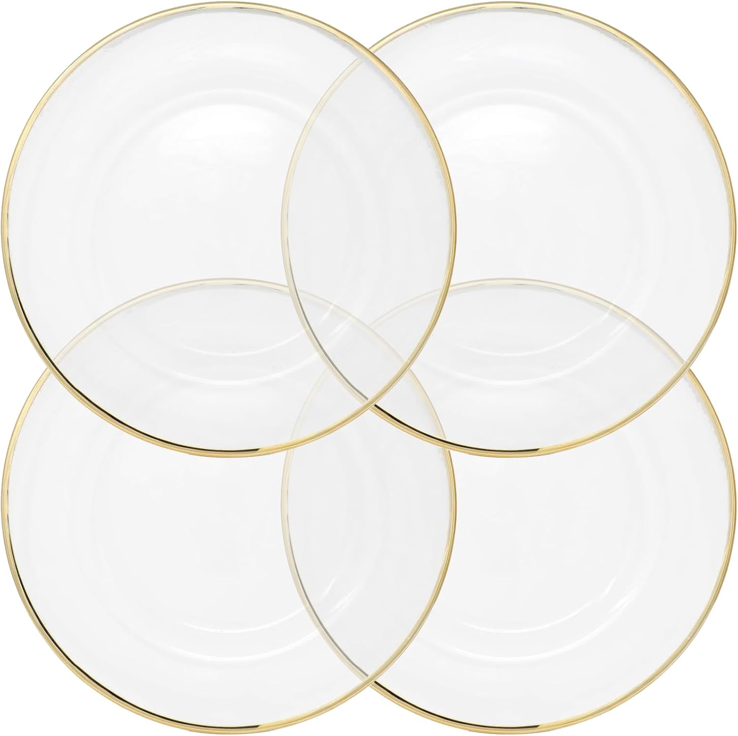 Set of 4 Gold Rimmed Glass Chargers - Elegant Dining Upgrade!